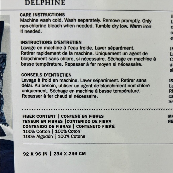 Ralph Lauren Delphone Paisley Duvet Cover Full Queen Navy Blue 100% Cotton NEW - Picture 6 of 8